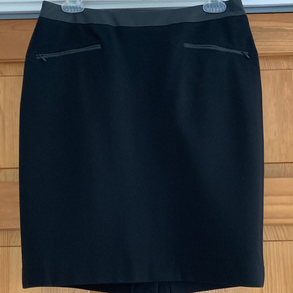 Talbots Black Pencil Skirt with Faux Leather